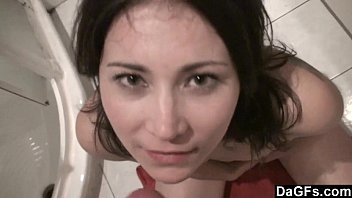 Sultry Young Brunette Gets Ravaged Hard In The Bathroom Stall