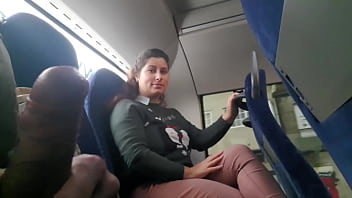 Unseen Voyeurs Watch As A Shameless Exhibitionist Coaxes A Lusty Milf To Suck And Stroke His Hard Cock On A Crowded Bus.