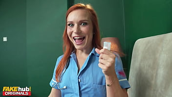 Sizzling Ginger Nurse In A Tight Uniform Teases Her Smooth Pink Pussy While Coaxing Out A Thick Creamy Sample